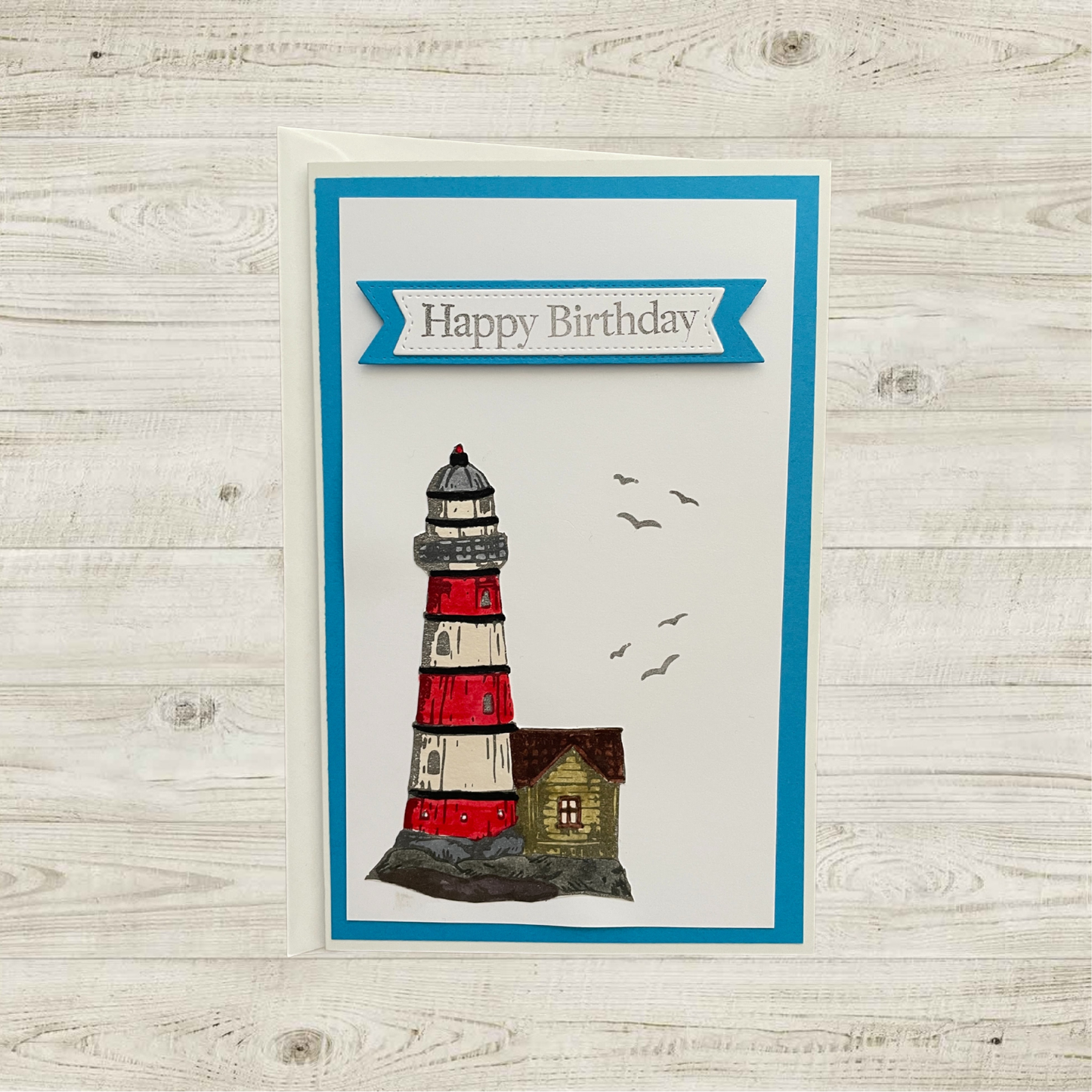 Lighthouse Birthday Card - Nautical Coastal Scene