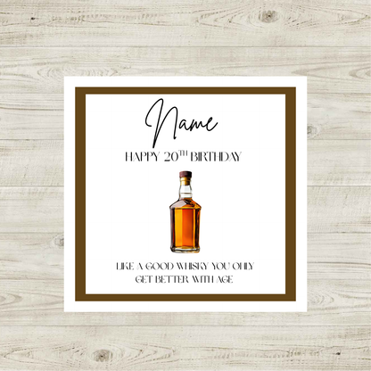 Personalised Whisky Birthday Card Funny Milestone Birthday Card 