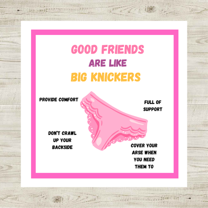 Funny Best Friend Birthday Card – Good Friends Are Like Big Knickers