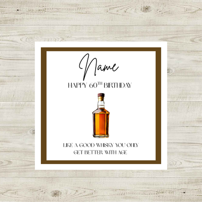 Personalised Whisky Birthday Card Funny Milestone Birthday Card 