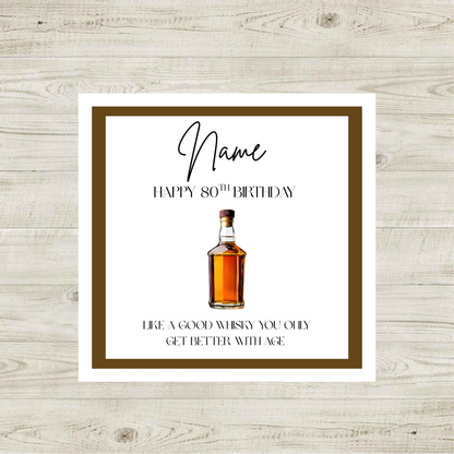 Personalised Whisky Birthday Card Funny Milestone Birthday Card 