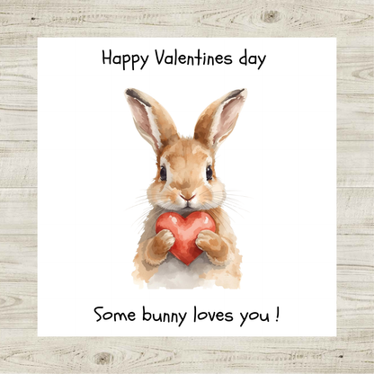 Cute Bunny Valentine’s Day Card – Funny Valentine Card, Some Bunny Loves You, Animal Love Greeting Card