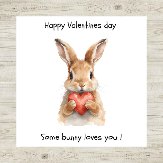 Cute Bunny Valentine’s Day Card – Funny Valentine Card, Some Bunny Loves You, Animal Love Greeting Card