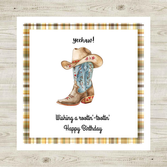 Western Cowgirl Boot Birthday Card