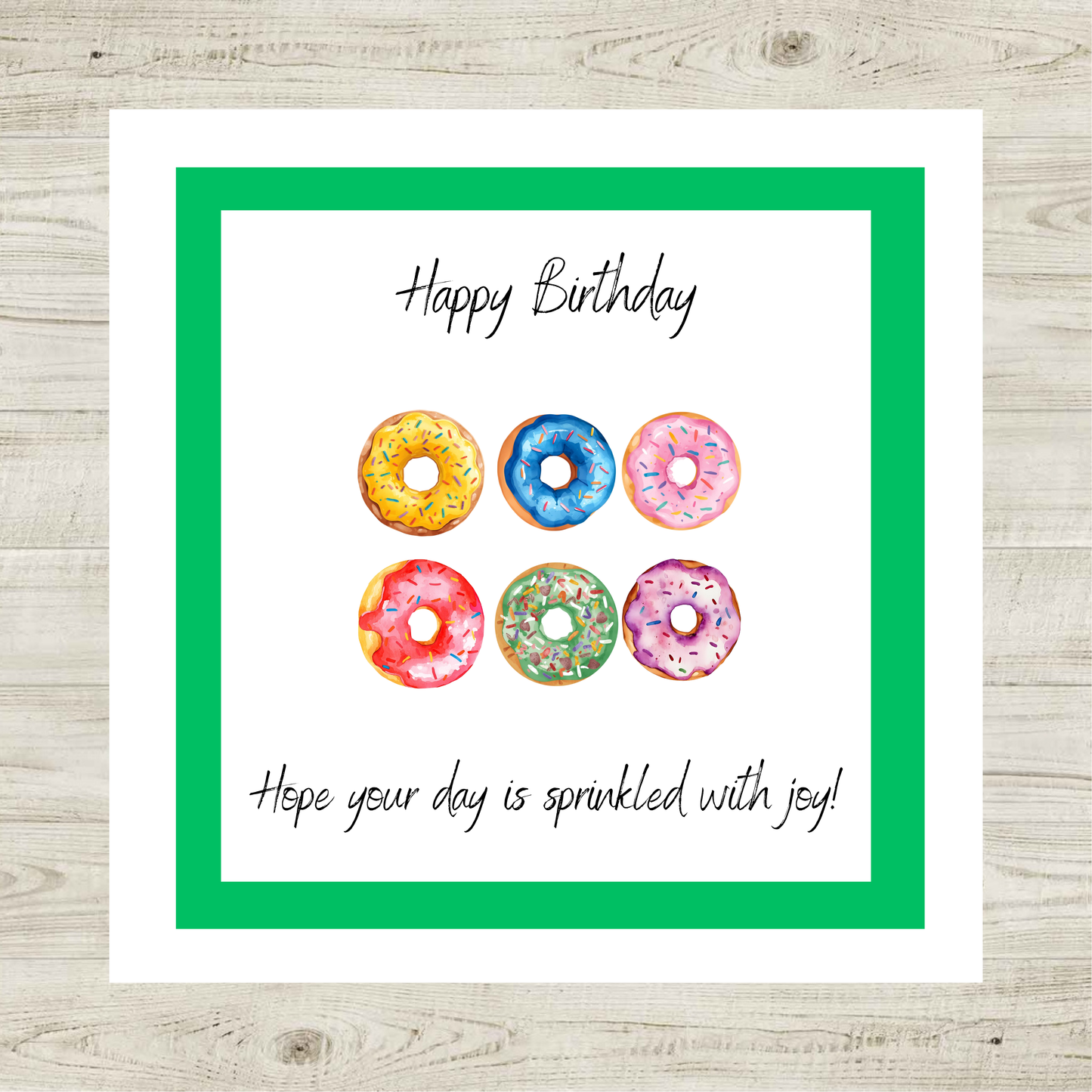 Doughnut Birthday Card – Cute Sprinkle Doughnut Card | Blank Inside | Physical Printed Card