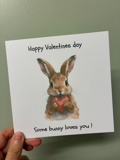 Cute Bunny Valentine’s Day Card – Funny Valentine Card, Some Bunny Loves You, Animal Love Greeting Card