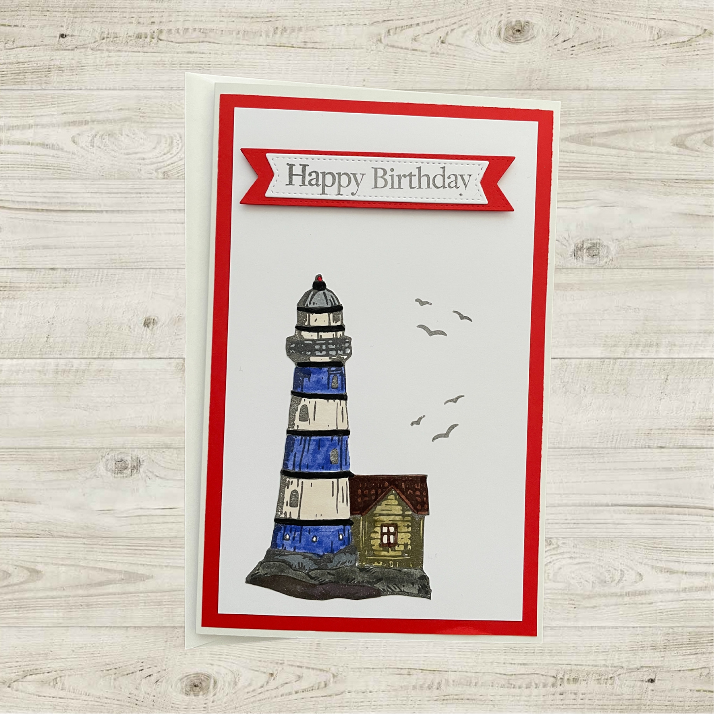 Lighthouse Birthday Card - Nautical Coastal Scene