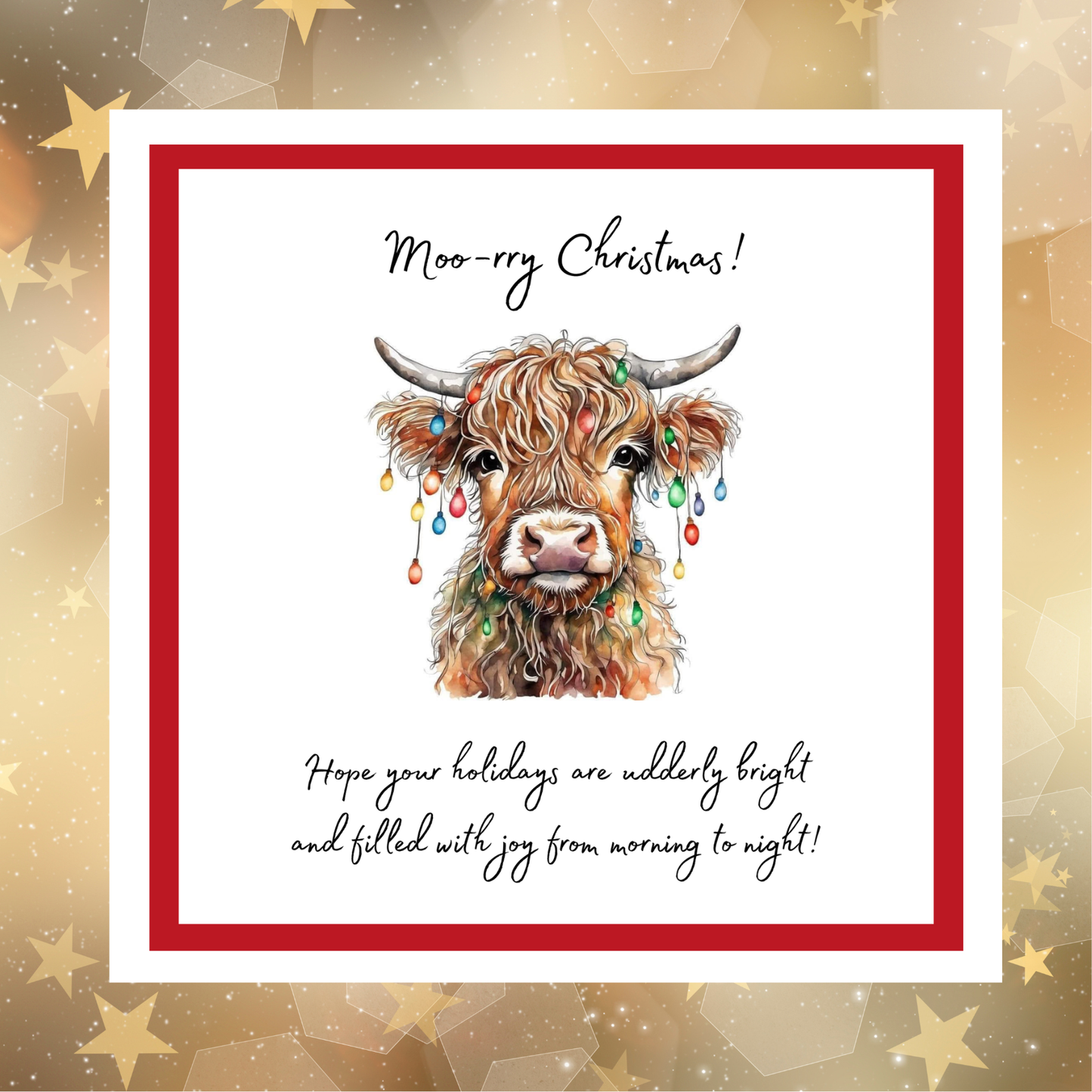 Moo-rry Christmas Highland Cow Card