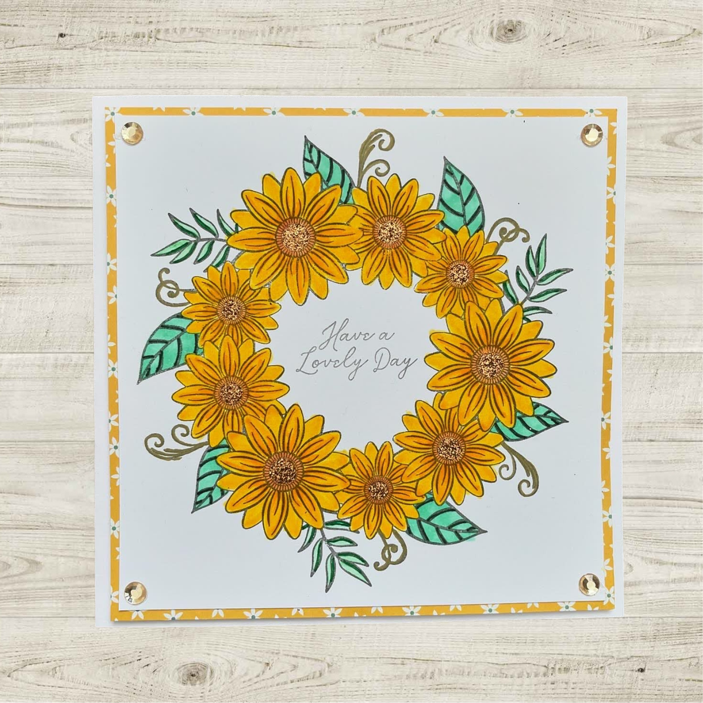Handmade Floral Wreath Greeting Card – “Have a Lovely Day”