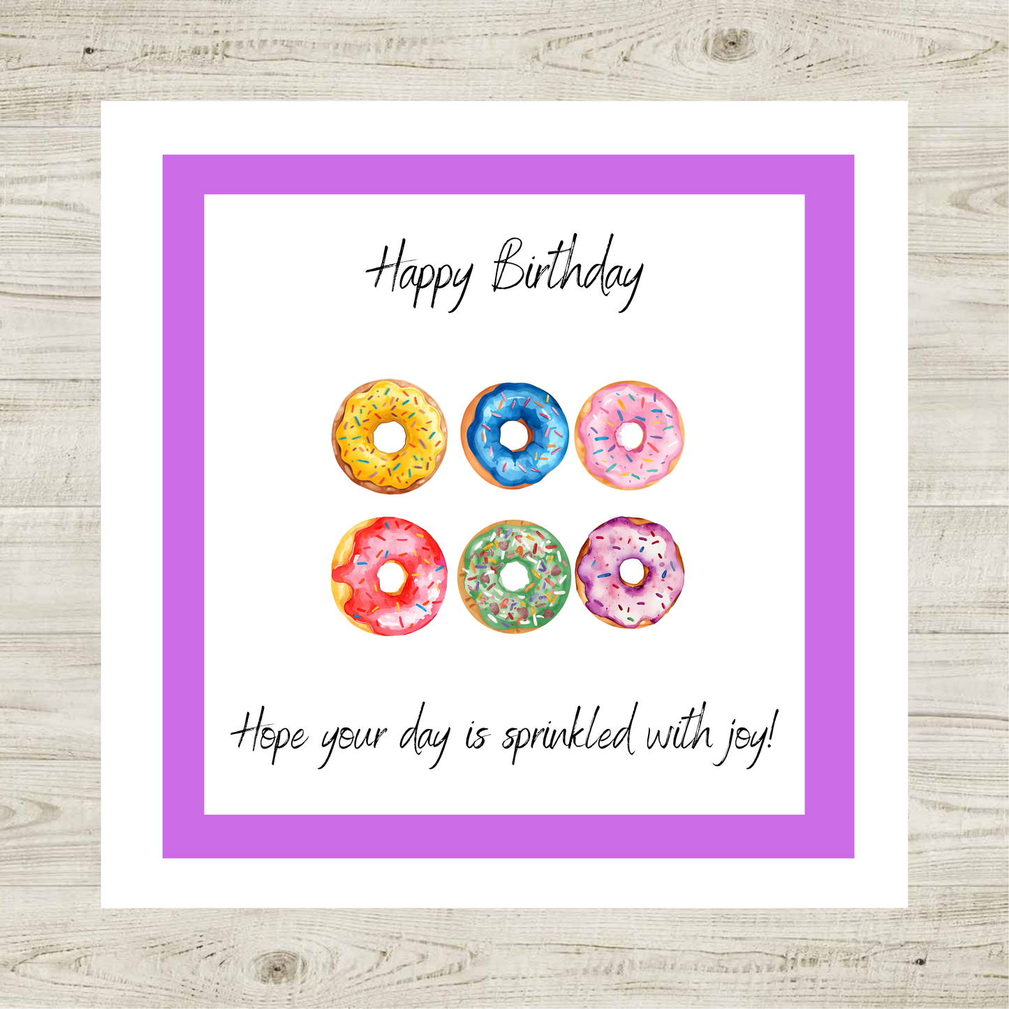 Doughnut Birthday Card – Cute Sprinkle Doughnut Card | Blank Inside | Physical Printed Card