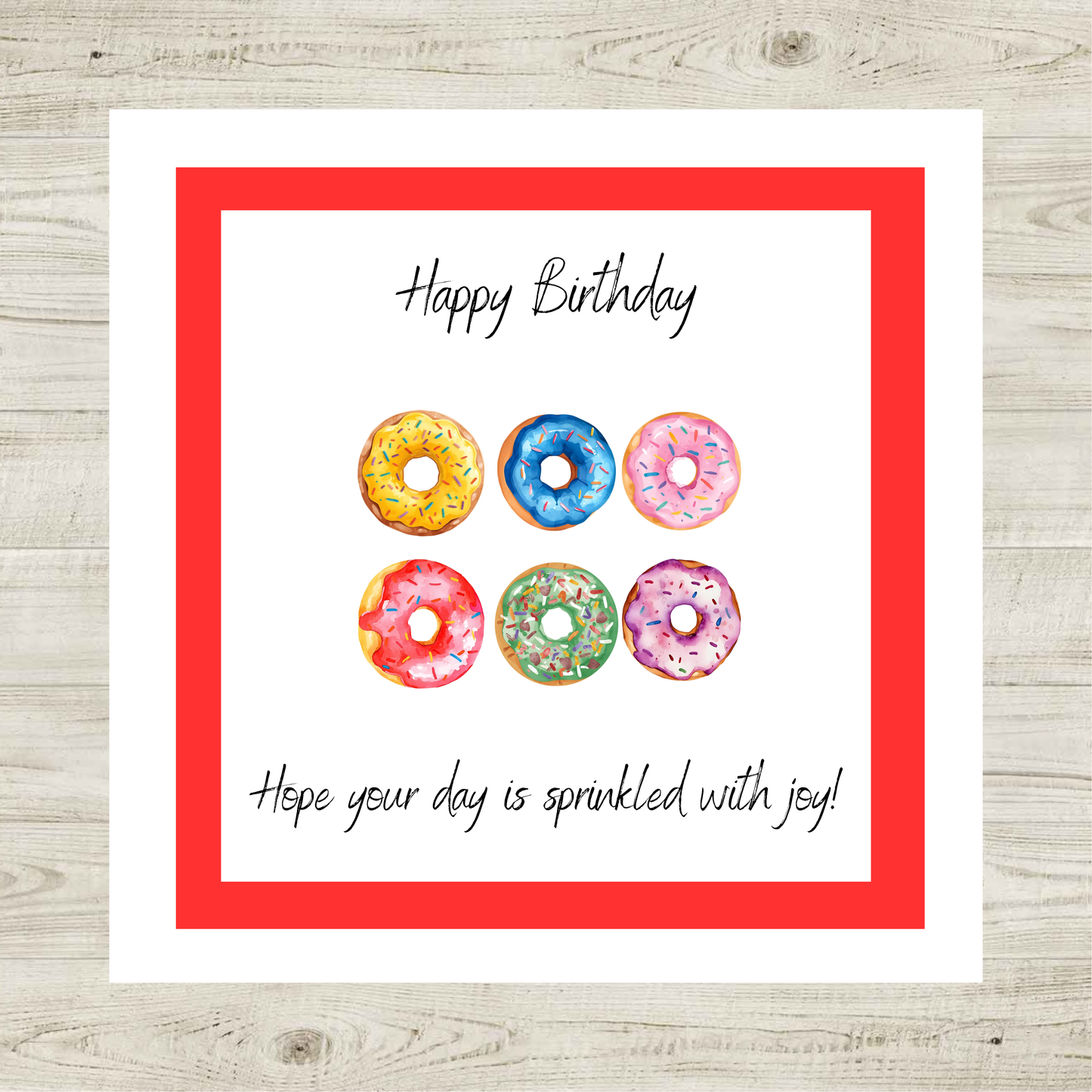 Doughnut Birthday Card – Cute Sprinkle Doughnut Card | Blank Inside | Physical Printed Card