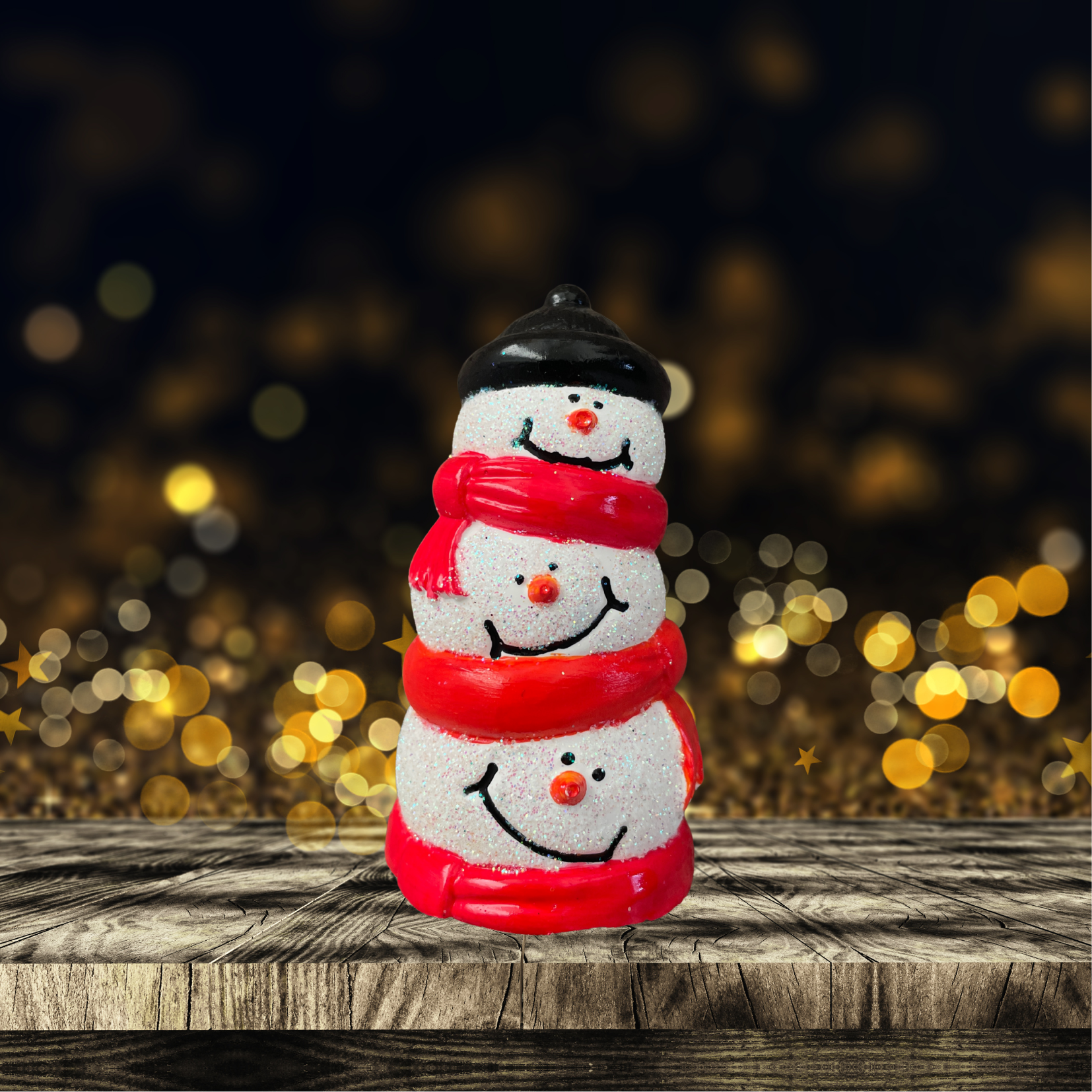 Stacked Snowman Figurine Festive Holiday Winter Decoration