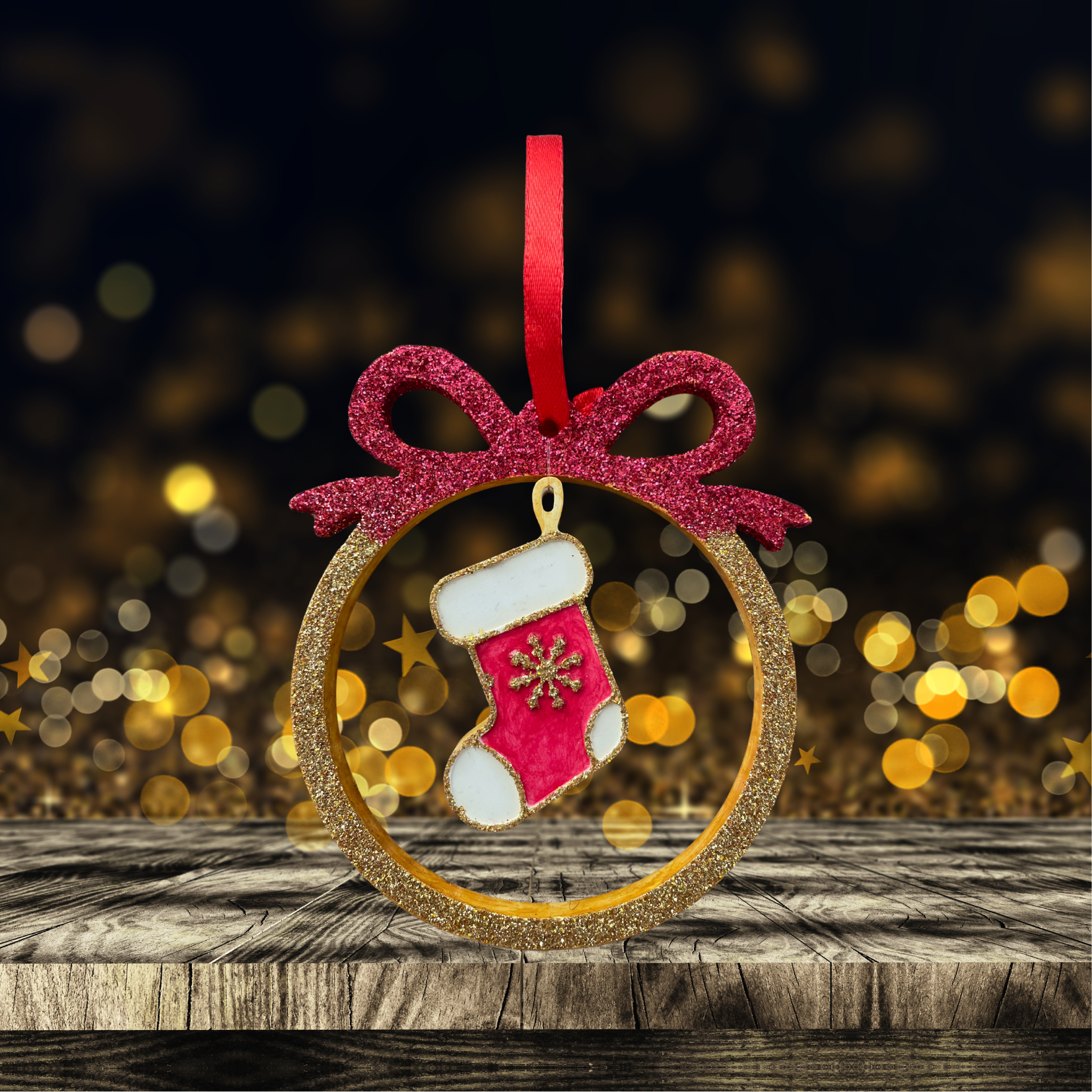 Sparkling Christmas Stocking Ornament Festive Holiday Decoration