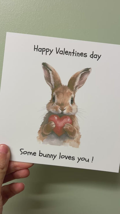 Cute Bunny Valentine’s Day Card – Funny Valentine Card, Some Bunny Loves You, Animal Love Greeting Card